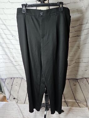 Arach & Cloz Stretch Wrinkle Free Wide Leg Trousers in Black Size 2XL NWT